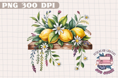Lemon Sublimation Watercolor PNG Clipart Fruits Flowers Product Image 1