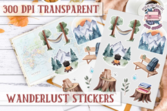Travel sticker sheet Outdoor Scrapbook PNG Wanderlust Camp Product Image 1