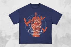 He Broke Chains Christian Typography T-shirt Design Product Image 1