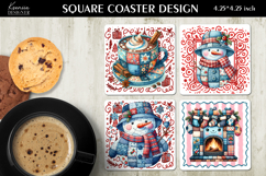 Christmas Patchwork Square Coaster Sublimation Designs Product Image 1