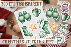 Christmas Watercolor Sticker Sheet Winter Cute Holiday PNG Product Image 1