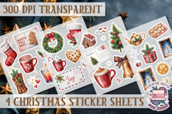 Christmas Watercolor Sticker Sheet Winter 4 PNG Product Image 1