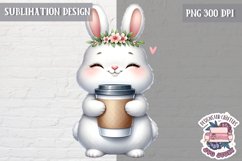 Cute Animal coffee lover Sublimation Design PNG Spring Product Image 1