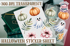 Halloween sticker sheet Creepy Scrapbook PNG Funny Skulls Product Image 1