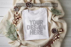 Christmas White T-shirt mockup - Christmas Background Product Image 1