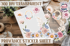 Cozy sticker sheet Flowers Scrapbook PNG Provence Product Image 1
