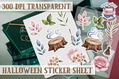 Halloween sticker sheet Creepy Scrapbook PNG Funny Skulls Product Image 1