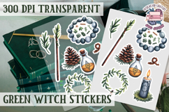 Green Witch sticker sheet Magic Scrapbook PNG Herbs Spells Product Image 1