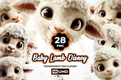 Baby Lamb Clipart Bundle 28 PNG Transparent BG Product Image 1