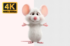 White Mouse with Fluffy Transparent PNG Product Image 1