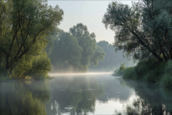 Lake and Trees Background Wallpaper Product Image 1