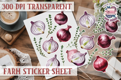 Farm sticker sheet Harvest Scrapbook PNG Vegetables Cozy Product Image 1
