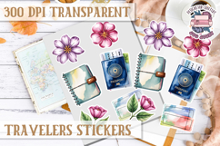 Travel sticker sheet Outdoor Scrapbook PNG Wanderlust Camp Product Image 1
