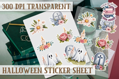 Halloween sticker sheet Creepy Scrapbook PNG Funny Skulls Product Image 1