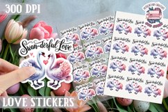 Love sticker Sheet Valentine Day Cute Animals Quote PNG Product Image 1
