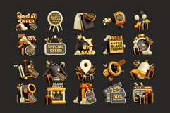 Golden 3D Black Friday Sale Icons Pack 2 Product Image 2