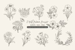 Vintage Wild Blossom Line Art Product Image 1