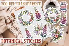 Botanical sticker sheet Spring Botanical PNG flowers Product Image 1