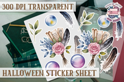 Halloween sticker sheet Creepy Scrapbook PNG Funny Skulls Product Image 1