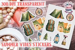 Summer Vibes sticker sheet Summer Scrapbook PNG Product Image 1