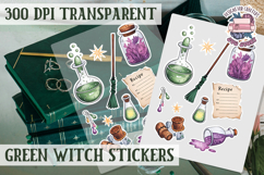 Green Witch sticker sheet Magic Scrapbook PNG Herbs Spells Product Image 1