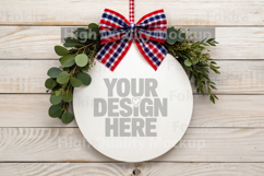 4th of July Round Wood Sign Mockup - Door Wood Sign Product Image 1