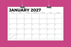2027 8.5 x 14 Inch Bold Sans Serif Calendar Template Product Image 1