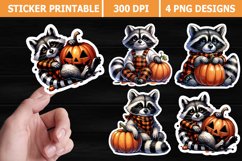 Raccoon Halloween Printable Stickers | High Quality 300 Dpi Product Image 1