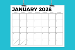 2028 8.5 x 11 Inch Bold Sans Serif Calendar Template Product Image 1