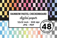 Dark Gray and White Rainbow Seamless Checkerboard Patterns Product Image 1