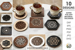 3D Mandala Coasters Bundle Laser Cut. Kitchen coaster SVG Product Image 1