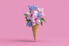 Ice Cream Cone Flowers with Pink Background Wallpaper Product Image 1