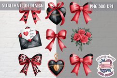 St Valentine’s Coquette Bow PNG Holidays Funny Watercolor Product Image 1