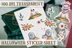 Halloween sticker sheet Creepy Scrapbook PNG Funny Skulls Product Image 1
