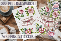 Boho sticker sheet Wedding Scrapbook PNG Love Aesthetic Product Image 1