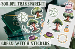 Green Witch sticker sheet Magic Scrapbook PNG Herbs Spells Product Image 1