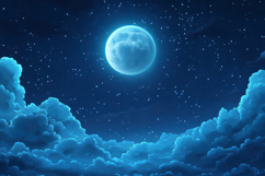 Full Moon Night Sky Background Wallpaper Product Image 1