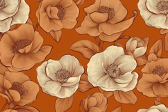Brown White Floral Pattern Background Wallpaper Product Image 1
