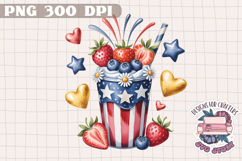 4th of July PNG Sublimation Strawberry berries Patriotic Product Image 1
