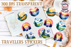Travel sticker sheet Outdoor Scrapbook PNG Wanderlust Camp Product Image 1
