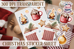 Christmas Watercolor Sticker Sheet Winter Cute Holiday PNG Product Image 1