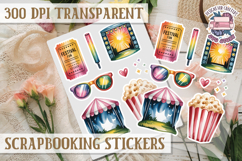 Scrapbooking sticker sheet Cute Funny PNG Watercolor School Product Image 1