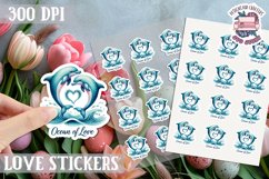 Love sticker Sheet Valentine Day Cute Animals Quote PNG Product Image 1