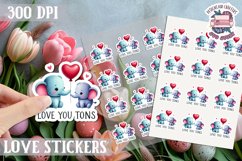 Love sticker Sheet Valentine Day Cute Animals Quote PNG Product Image 1