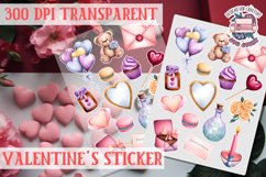 Love sticker Sheet Valentine Day Lovers Funny Heart PNG Product Image 1