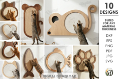 Cat Scratching Boards Bundle Lasercut.Wall Cat Scratcher SVG Product Image 1