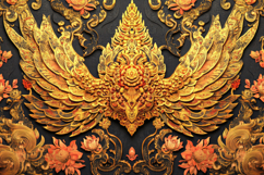 Golden Angel Wings with Flowers Background Wallpaper Product Image 1