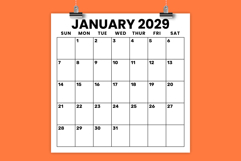2029 Square 12 x 12 Inch Large Number Calendar Template Product Image 1