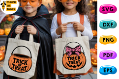 Trick Or Treat Bag Svg, Png, Kids, Boy &amp; Girl Ghost, Checker Product Image 1