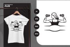 Muscular Girl with Dumbbells and Name Space Monogram Product Image 1